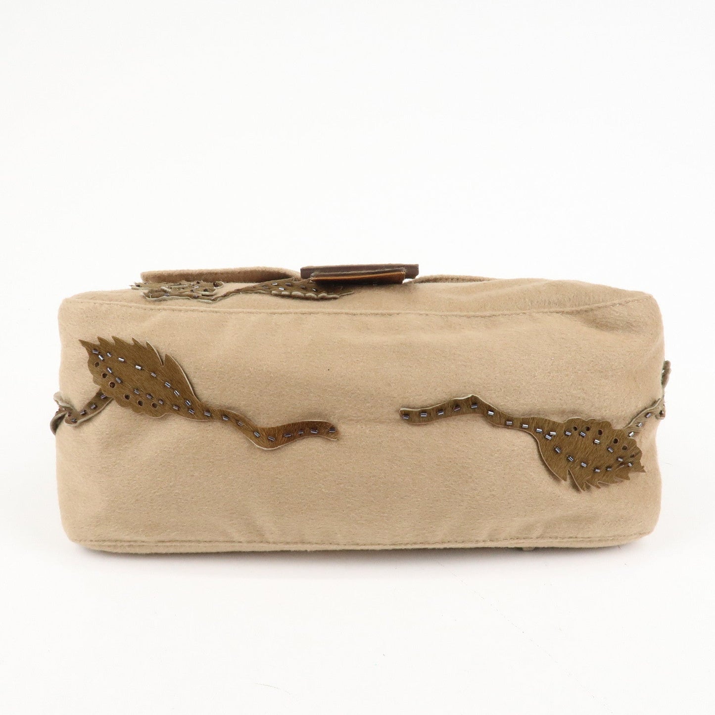 FENDI Mamma Baguette Wool Unborn Calf Shoulder Bag 26325