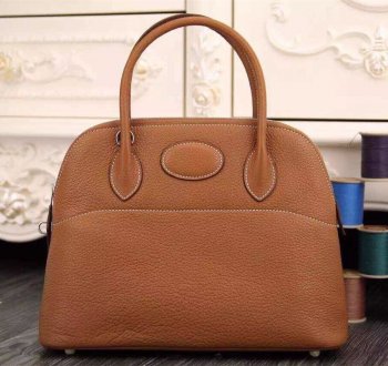 Luxury Hermes Bolide 31Cm Togo Leather Brown Bag