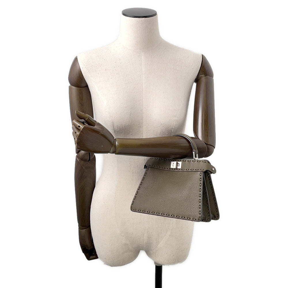 FENDI Peekaboo Selleria I see you Khaki8BN335 Leather Size Petit