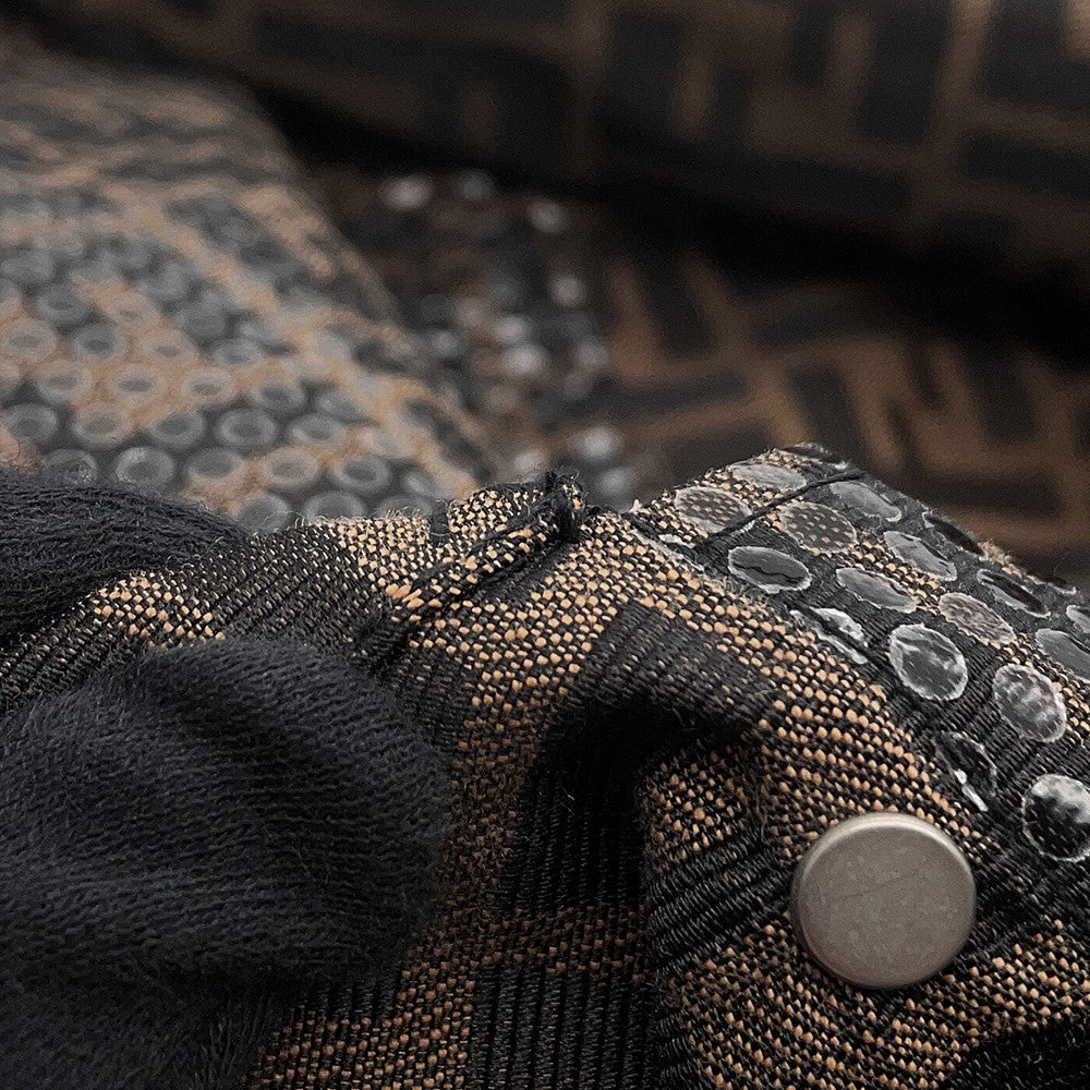 FENDI Logo Print Jacket Size Chronomat 44 Brown Polyester70% Cotton30%