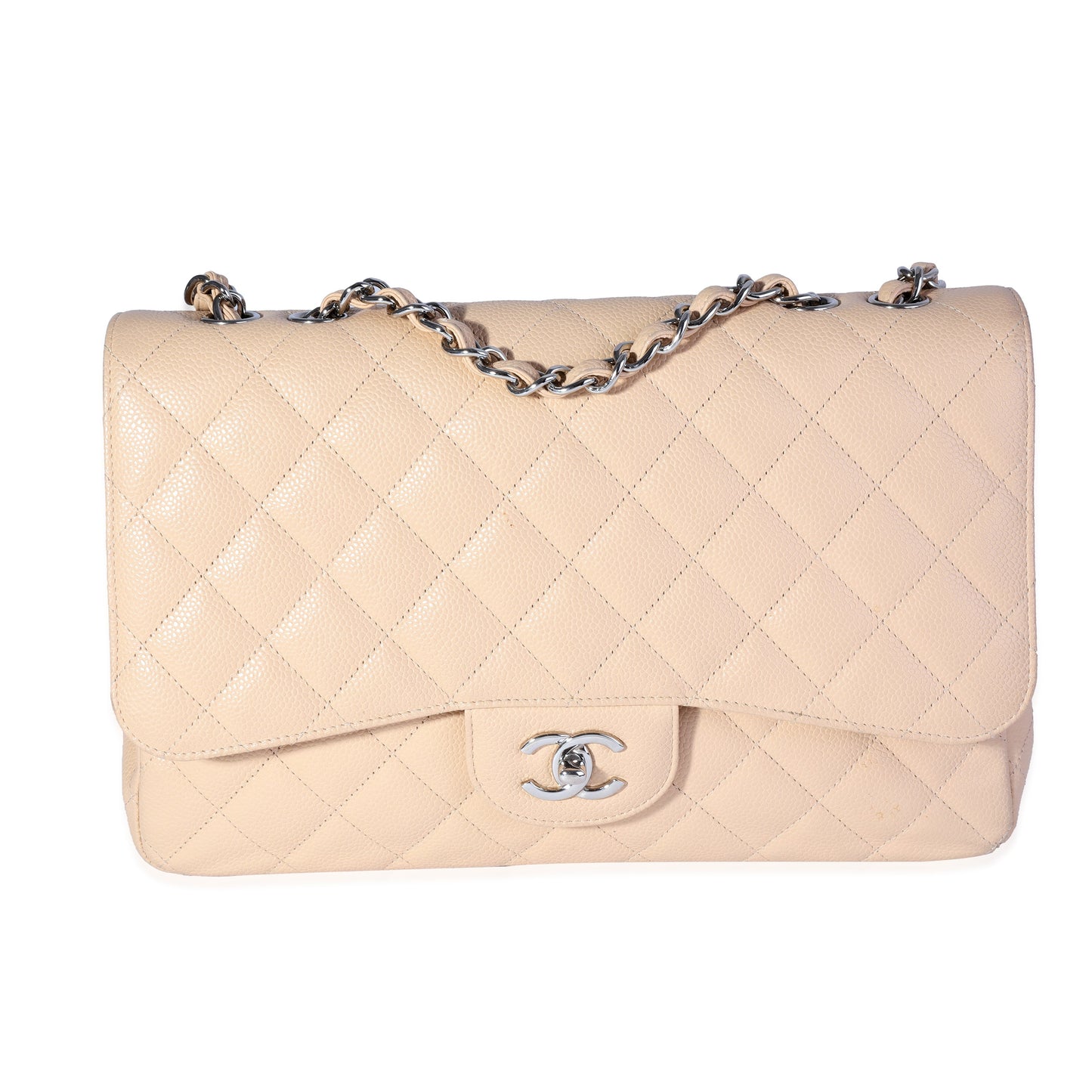 Chanel Flap Classic Quilted Caviar Beige Shoulder Bag Style 3