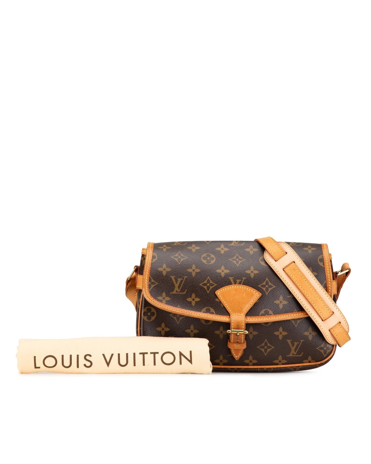 Monogram Canvas Crossbody Bag with Adjustable Strap and Buckle Closure