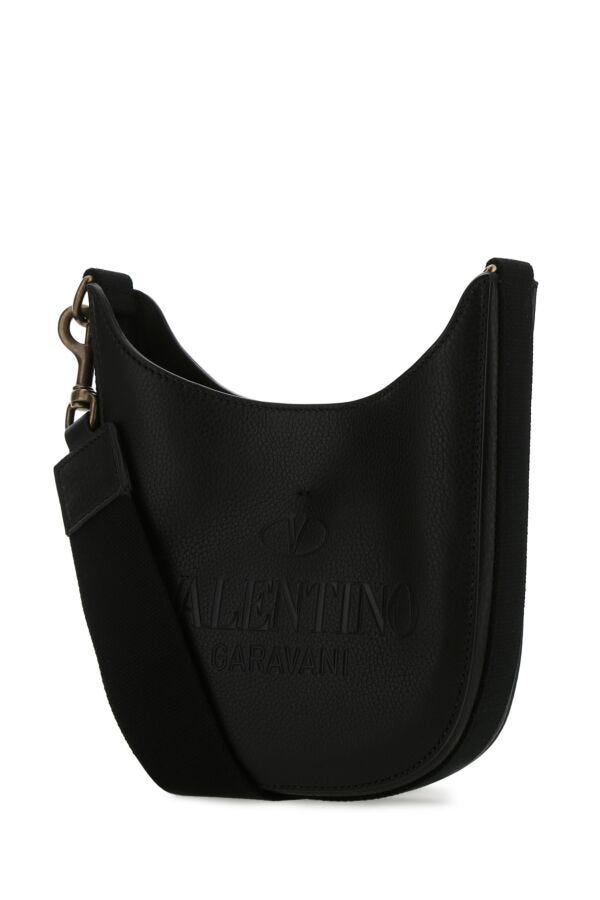 Valentino Garavani Man Black Leather Identity Crossbody Bag