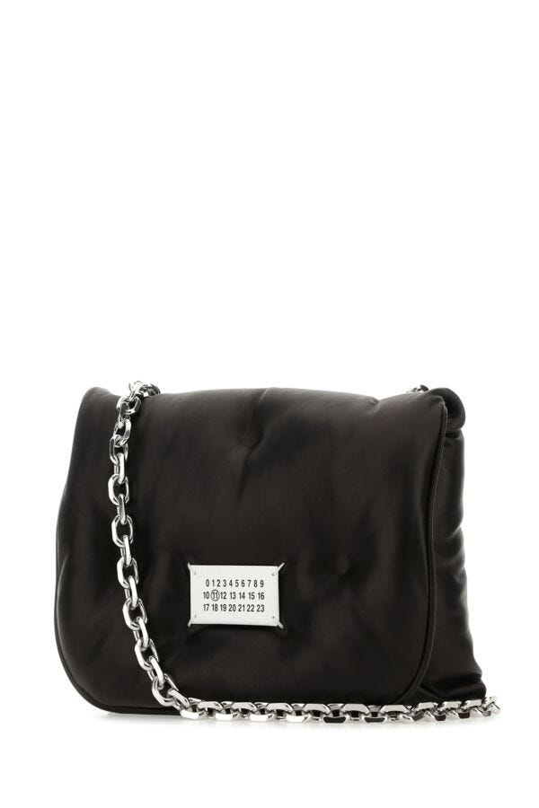 Maison Margiela Woman Black Nappa Leather Small Glam Slam Flap Crossbody Bag