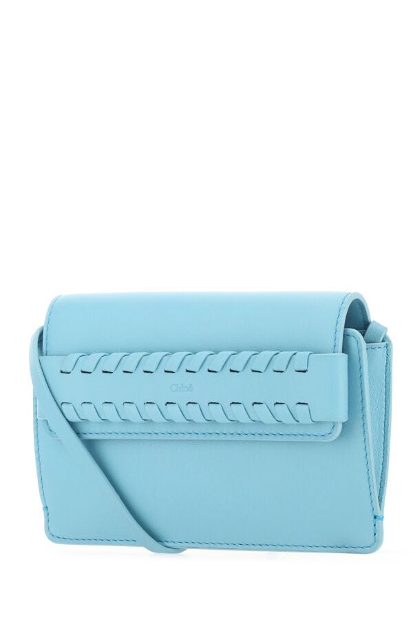 Chloe Woman Light Blue Leather Mony Crossbody Bag