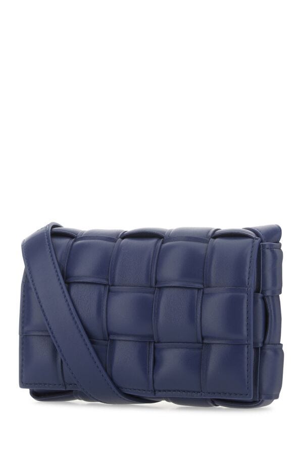 Bottega Veneta Woman Navy Blue Nappa Leather Mini Padded Cassette Crossbody Bag