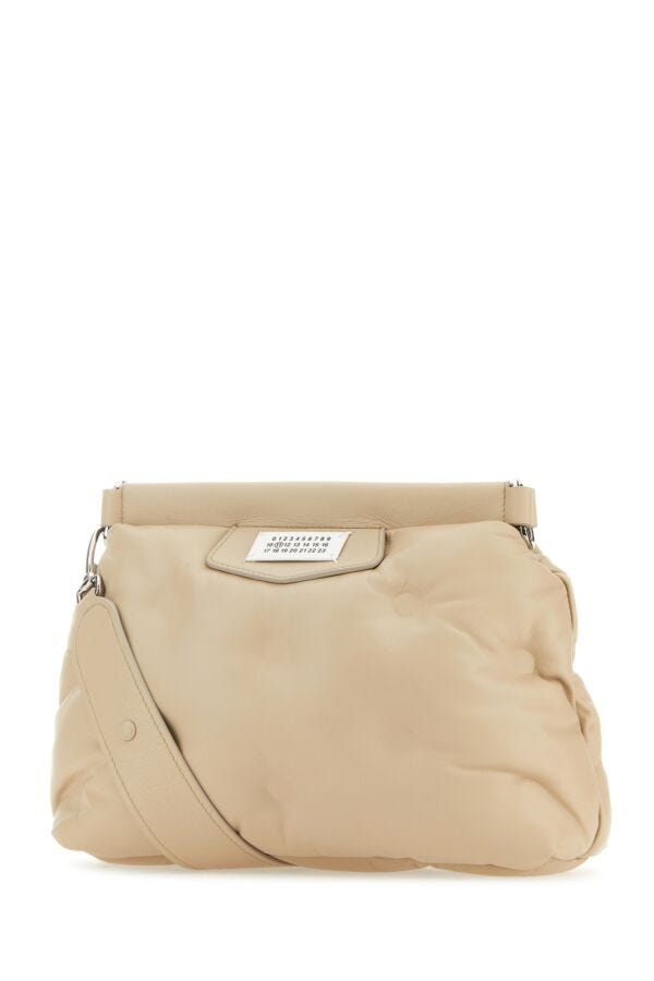 Maison Margiela Woman Beige Nappa Leather Small Glam Slam Classique Crossbody Bag