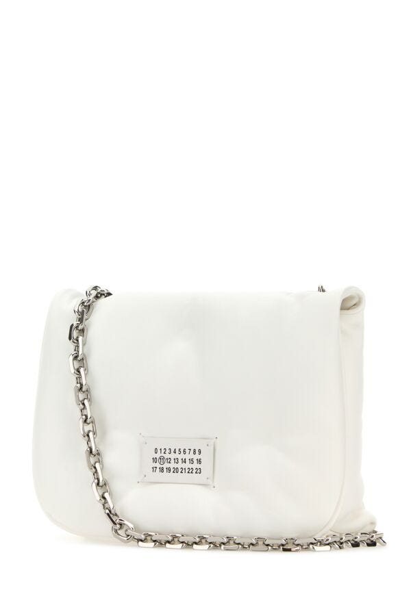 Maison Margiela Man White Nappa Leather Small Glam Slam Flap Crossbody Bag