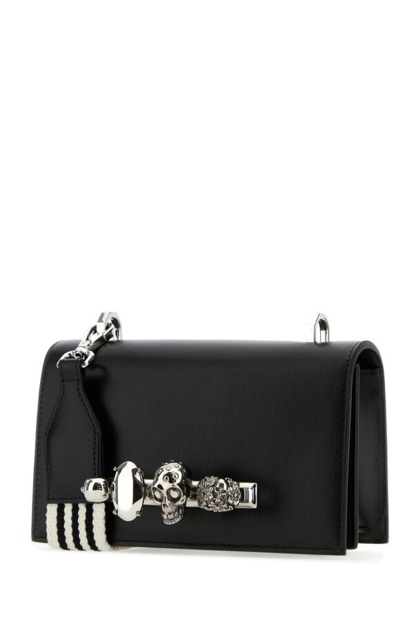 Alexander Mcqueen Man Black Leather The Knuckle Satchel Crossbody Bag