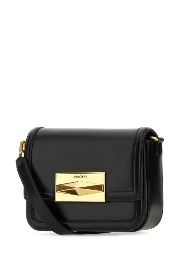 Jimmy Choo Woman Black Leather Diamond Crossbody Bag