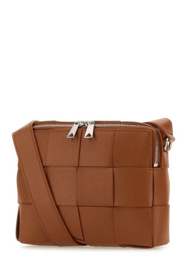 Bottega Veneta Man Light Brown Leather Cassette Camera Crossbody Bag