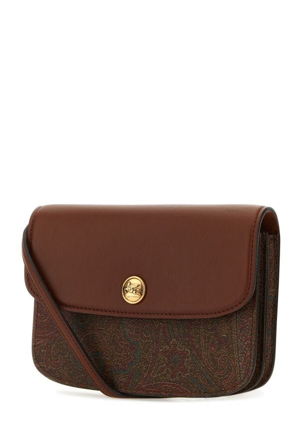 Etro Woman Multicolor Canvas And Leather Small Essential Crossbody Bag