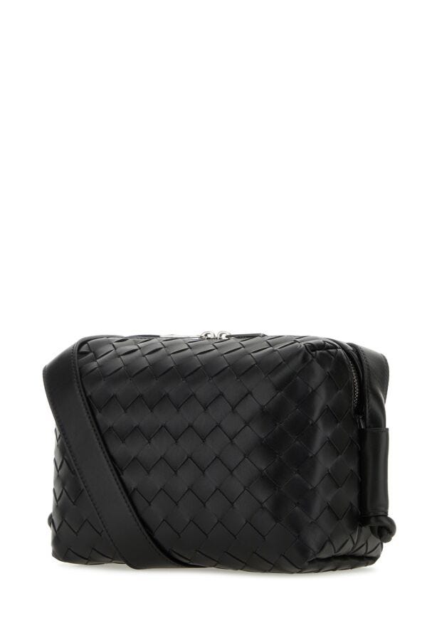 Bottega Veneta Man Black Leather Loop Crossbody Bag