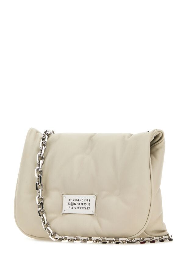Maison Margiela Woman Chalk Nappa Leather Small Glam Slam Flap Crossbody Bag