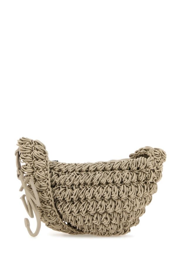 Jw Anderson Man Dove Grey Knit Popcorn Sling Crossbody Bag