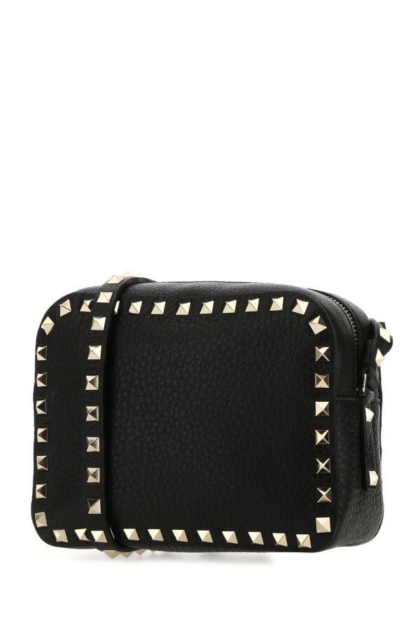 Valentino Garavani Woman Black Leather Rockstud Crossbody Bag