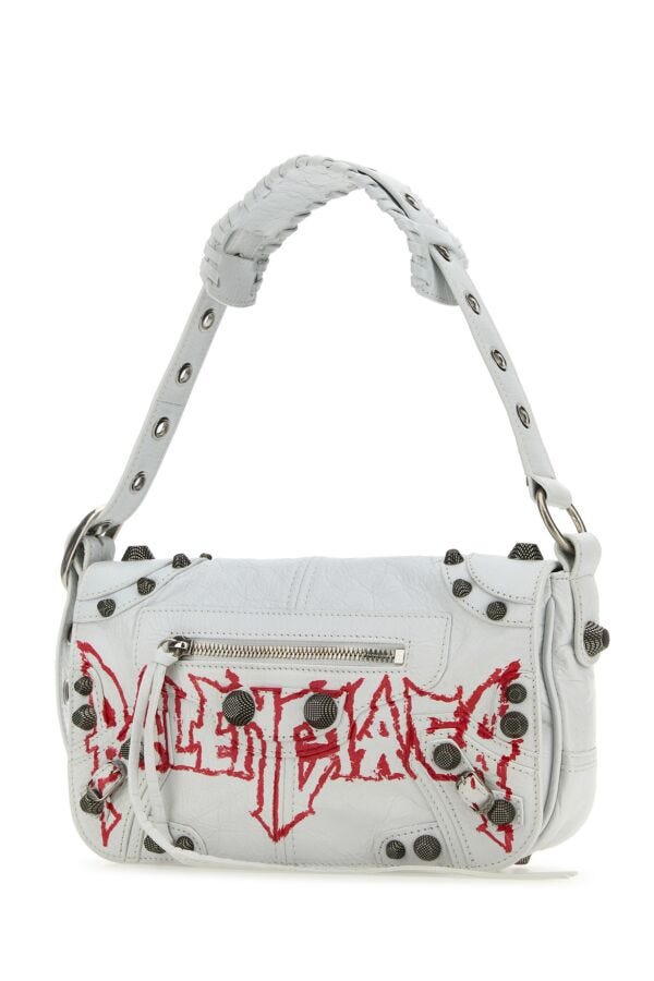 Balenciaga Man White Leather Le Cagole Xs Diy Metal Crossbody Bag