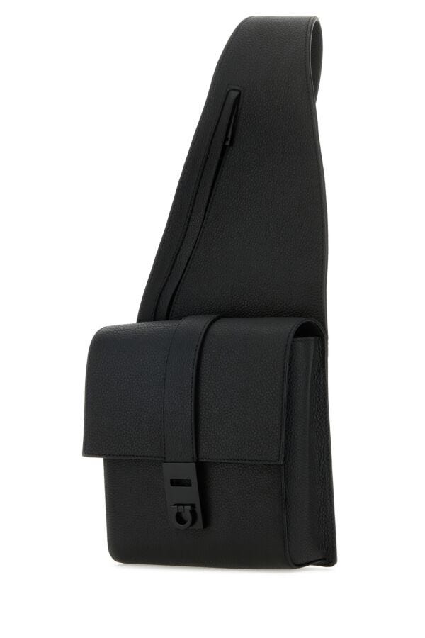 Salvatore Ferragamo Man Black Leather Crossbody Bag