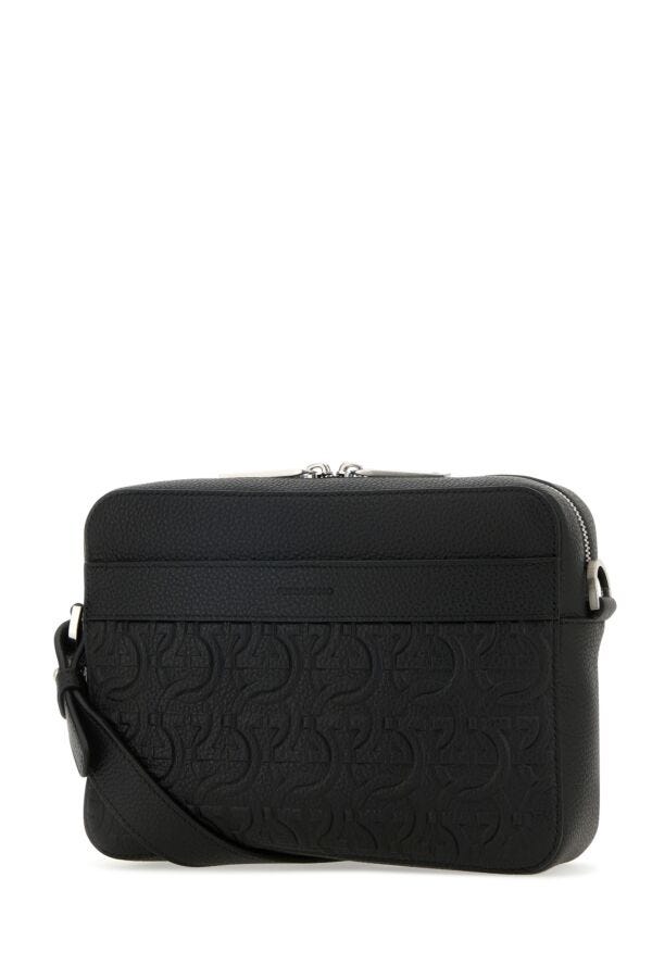 Salvatore Ferragamo Man Black Leather Crossbody Bag