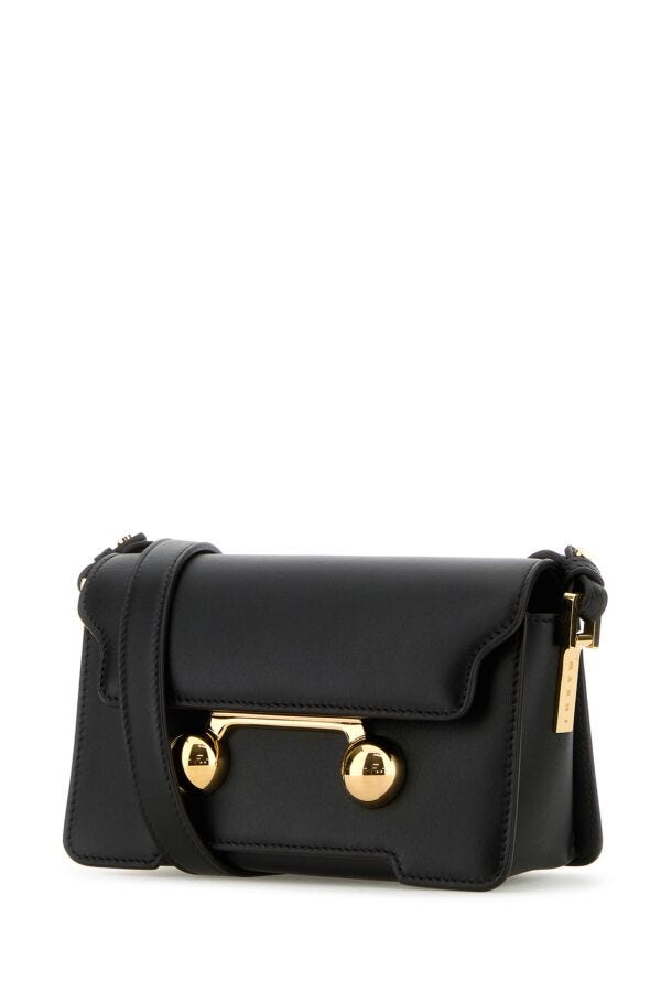 Marni Woman Black Leather Mini Trunkaroo Crossbody Bag