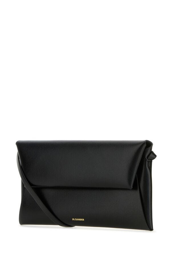 Jil Sander Woman Black Leather Small Folded Crossbody Bag