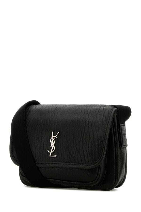 Saint Laurent Man Black Leather Small Messenger Crossbody Bag