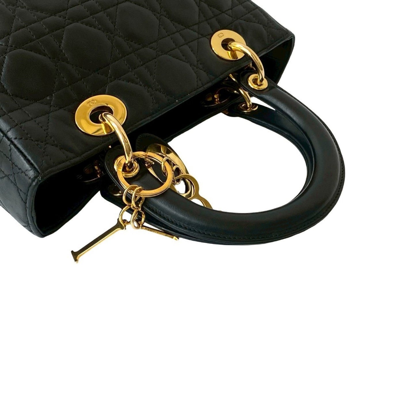 Christian Dior Black Leather Handbag Tote Bag Style 10