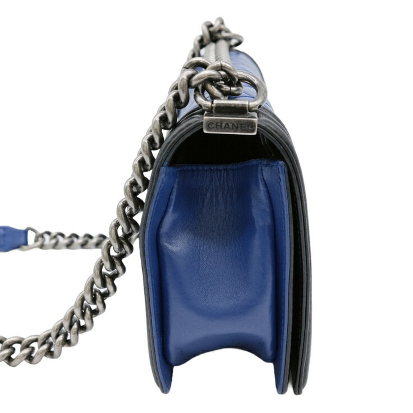 Chanel Boy Chanel Chain Shoulder Lambskin Blue Black Seal A67086