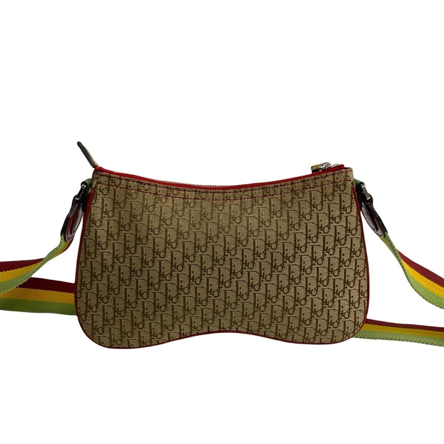Christian Dior Beige Leather Canvas Pochette Saddle Bag Shoulder Bag