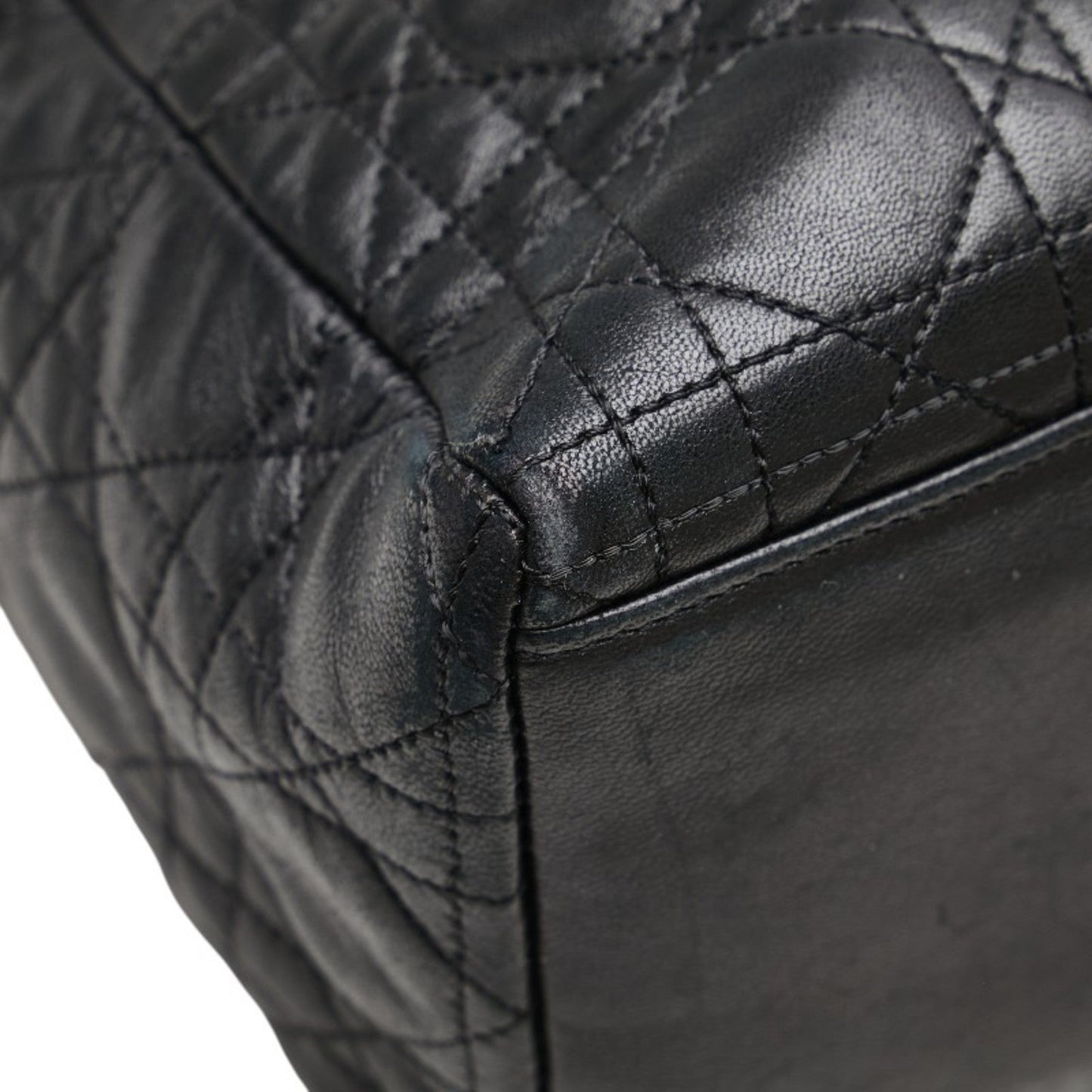 Christian Dior Lady Dior Black Leather Handbag Leather