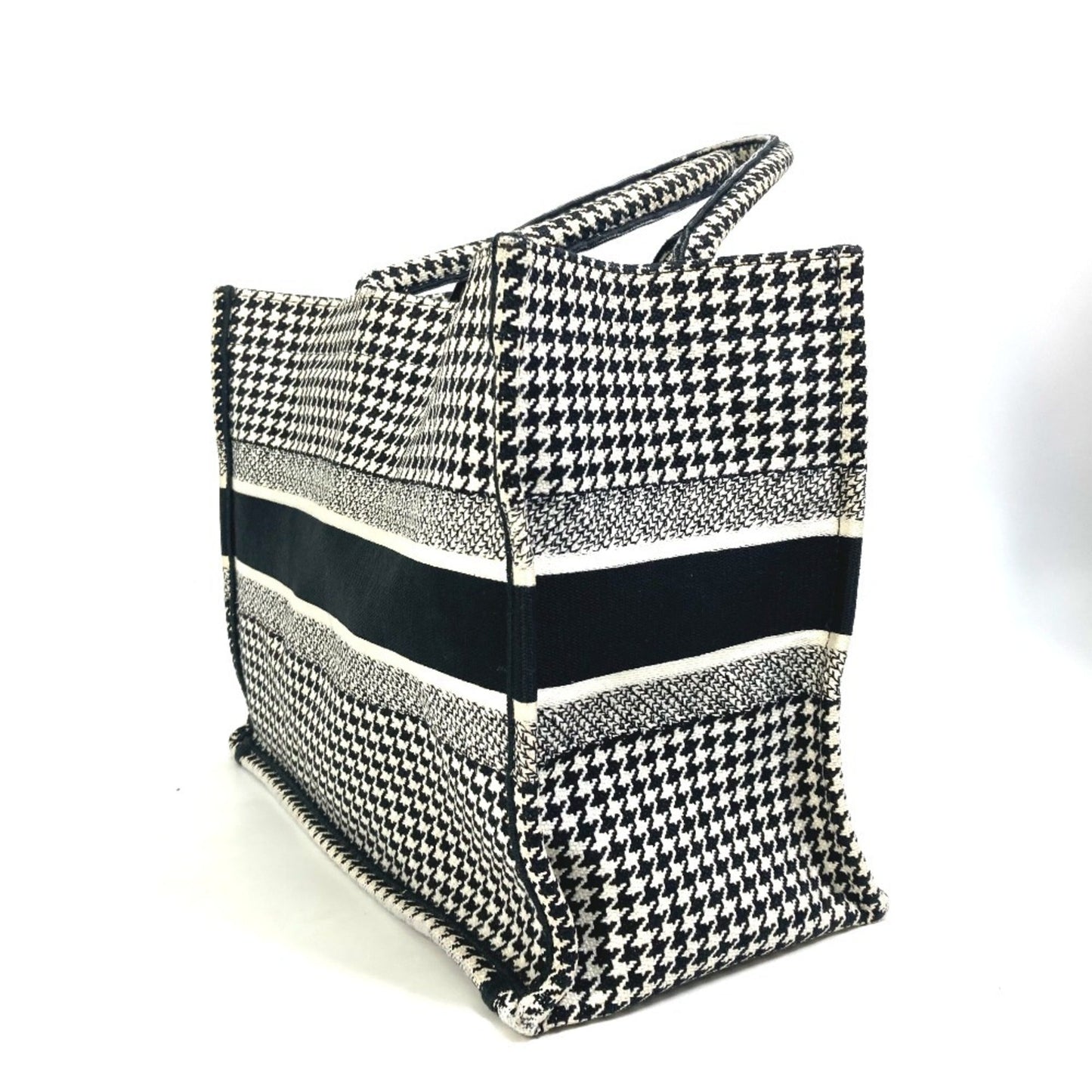 Christian Dior Black White Canvas Shoulder Bag Tote Bag Canvas