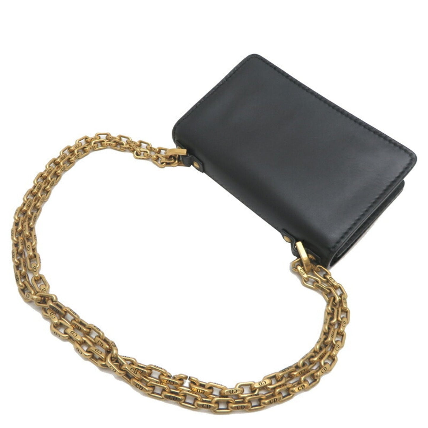 Christian Dior Black Leather Shoulder Bag Style 15