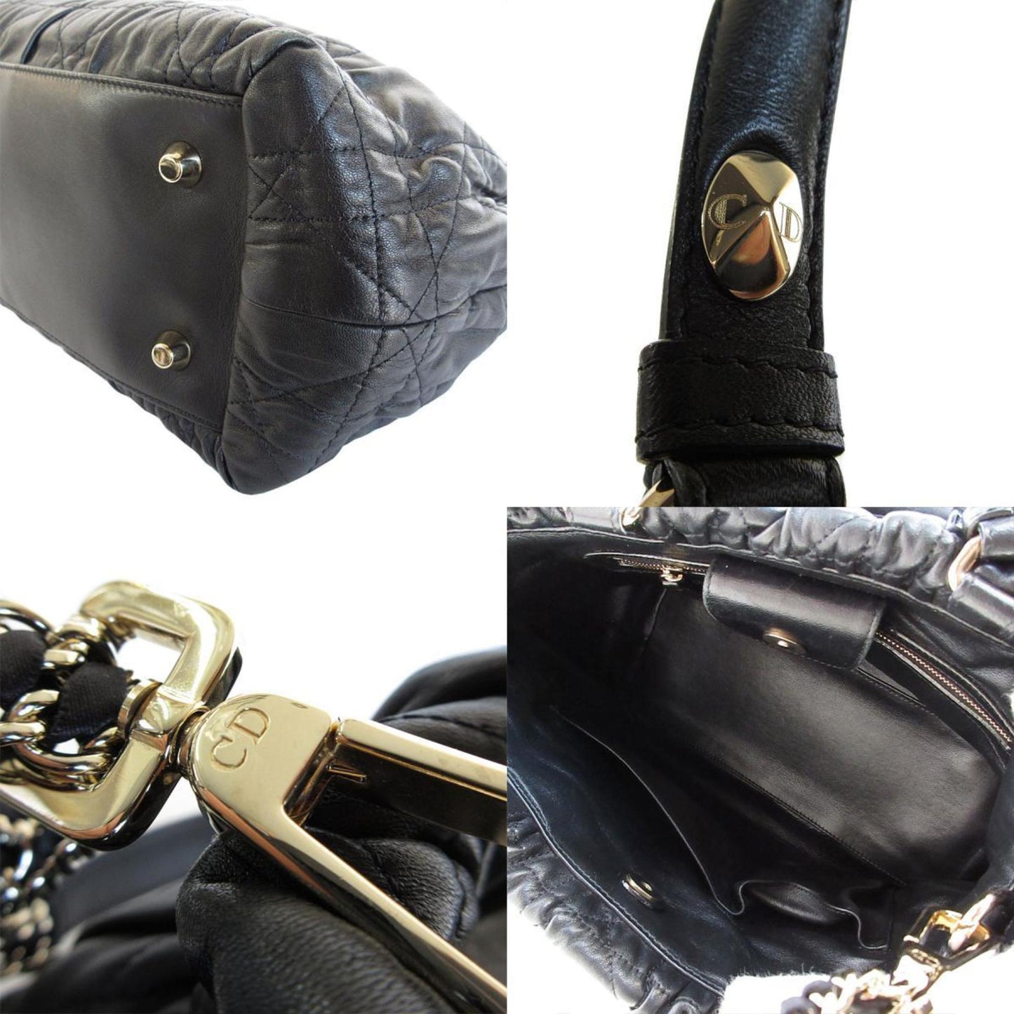 Christian Dior Black Leather Handbag Shoulder Bag Style 9