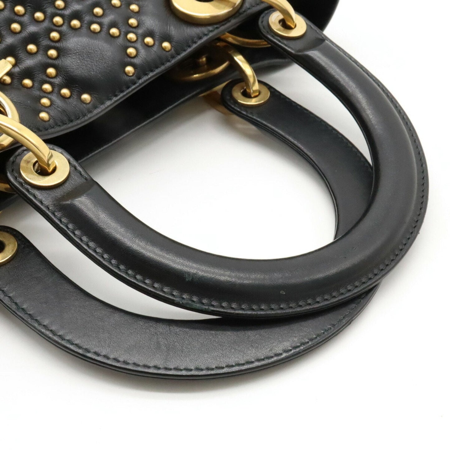 Christian Dior Lady Dior Black Leather Handbag Shoulder Bag Style 2