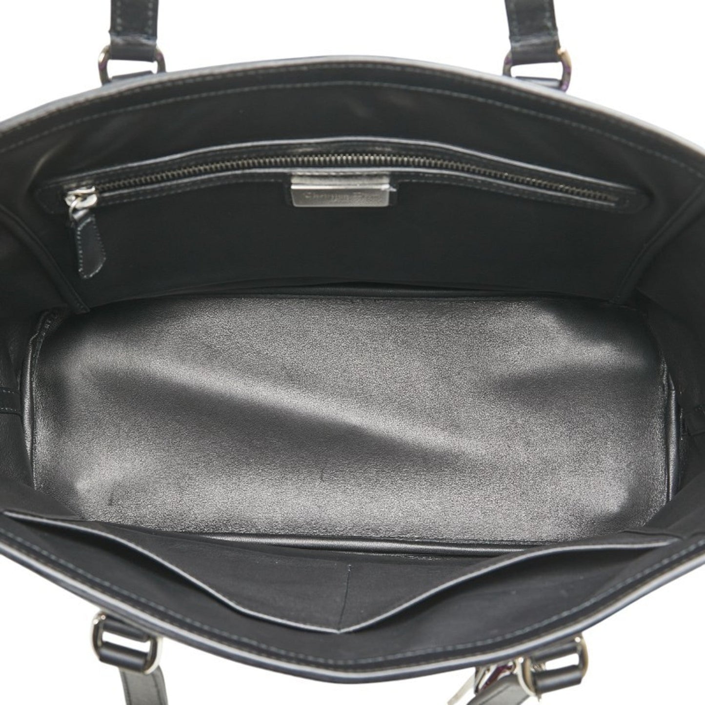 Christian Dior Black Multi-Color Purple Canvas Leather Tote Bag