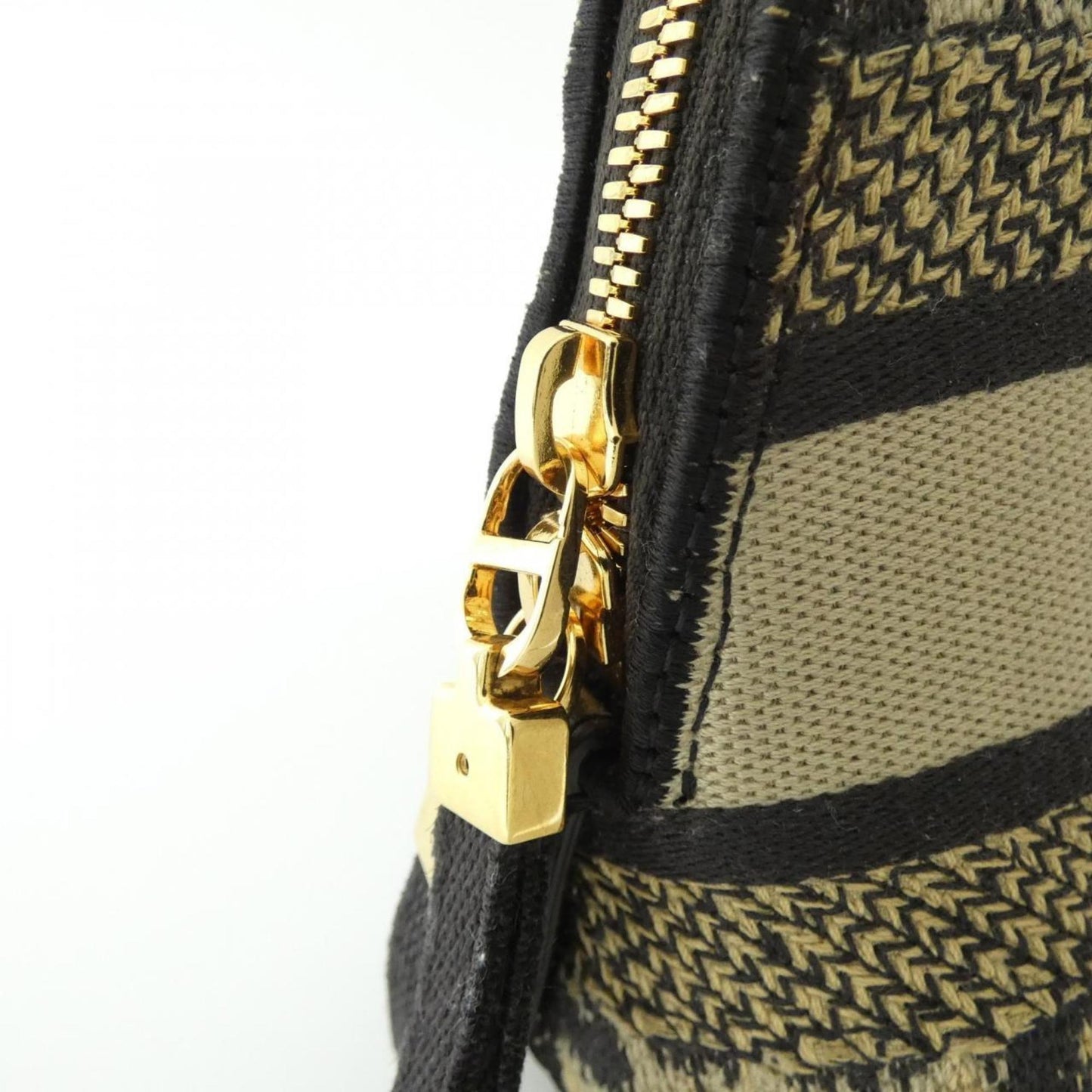 Christian Dior Beige Black Canvas Pouch