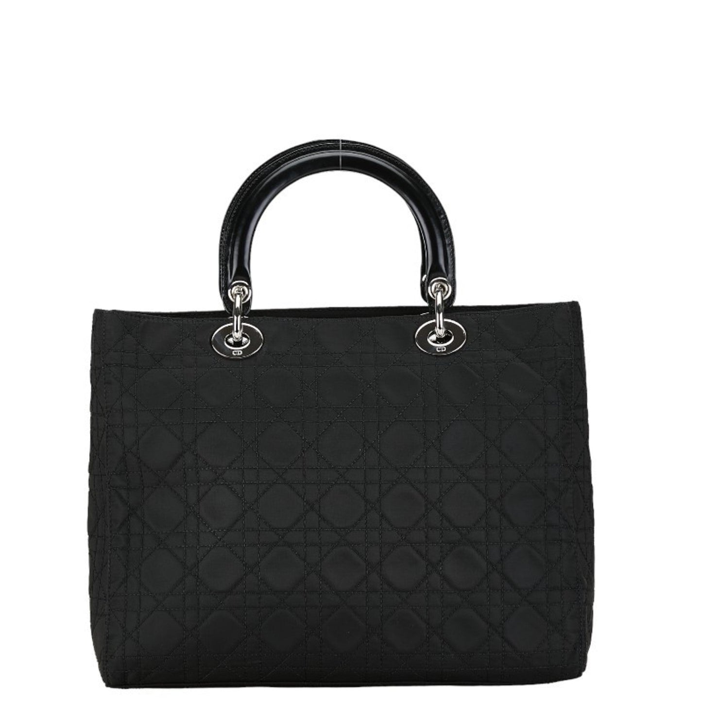 Christian Dior Black Cotton Leather Handbag Pochette Pouch Shoulder Bag