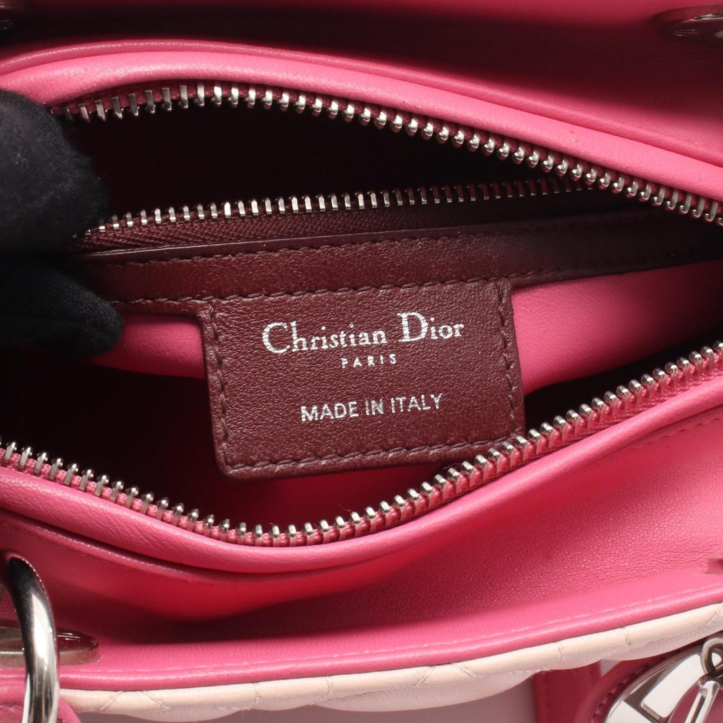 Christian Dior Bordeaux Pink Leather Handbag