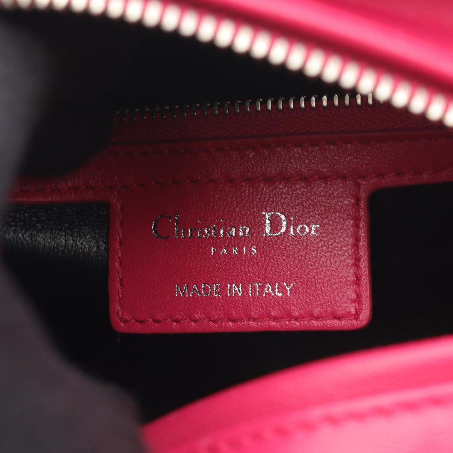 Christian Dior Lady Dior Black Pink Leather Handbag