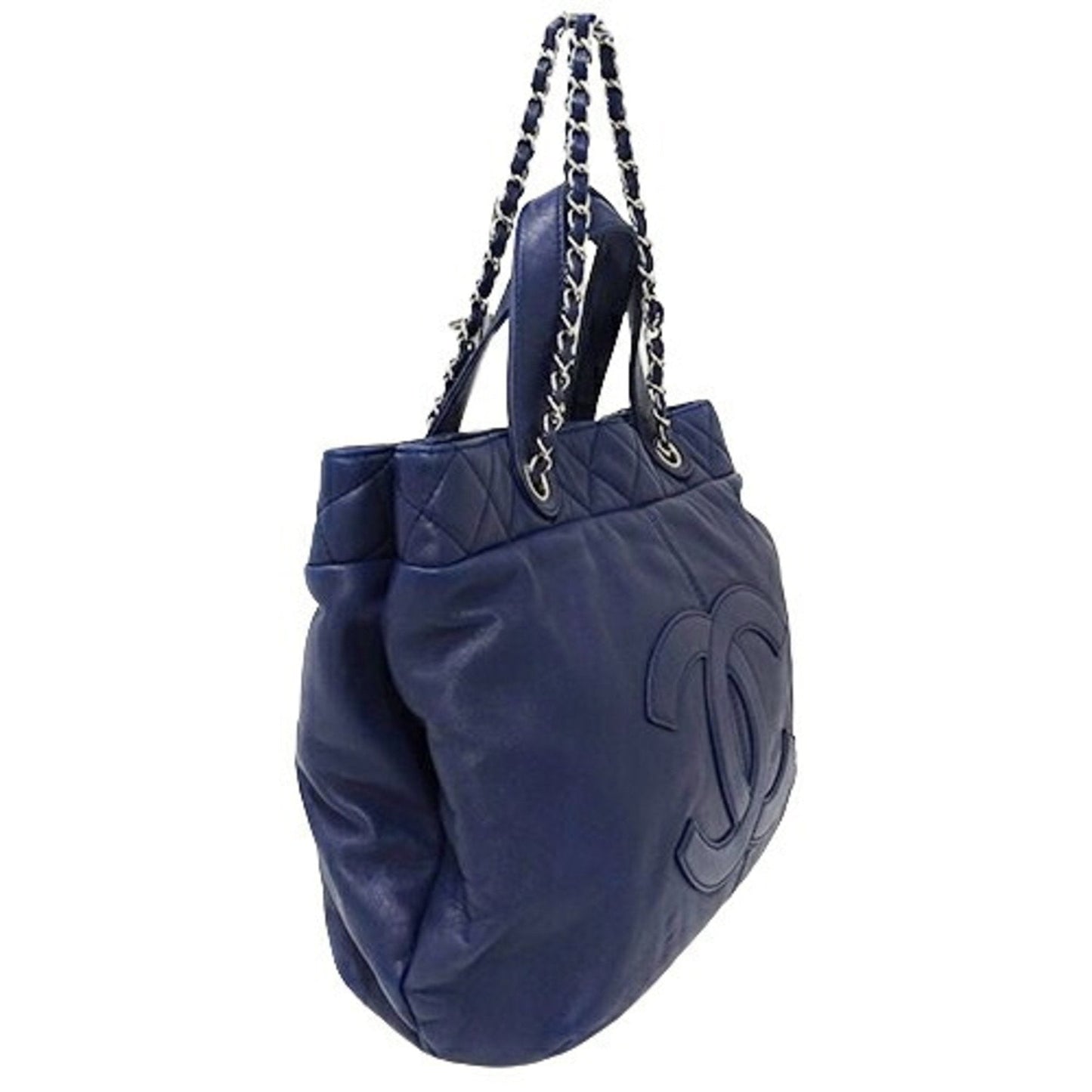 Chanel Bag Matelasse Women's Handbag Tote Shoulder 2way Leather Navy Blue Chain
