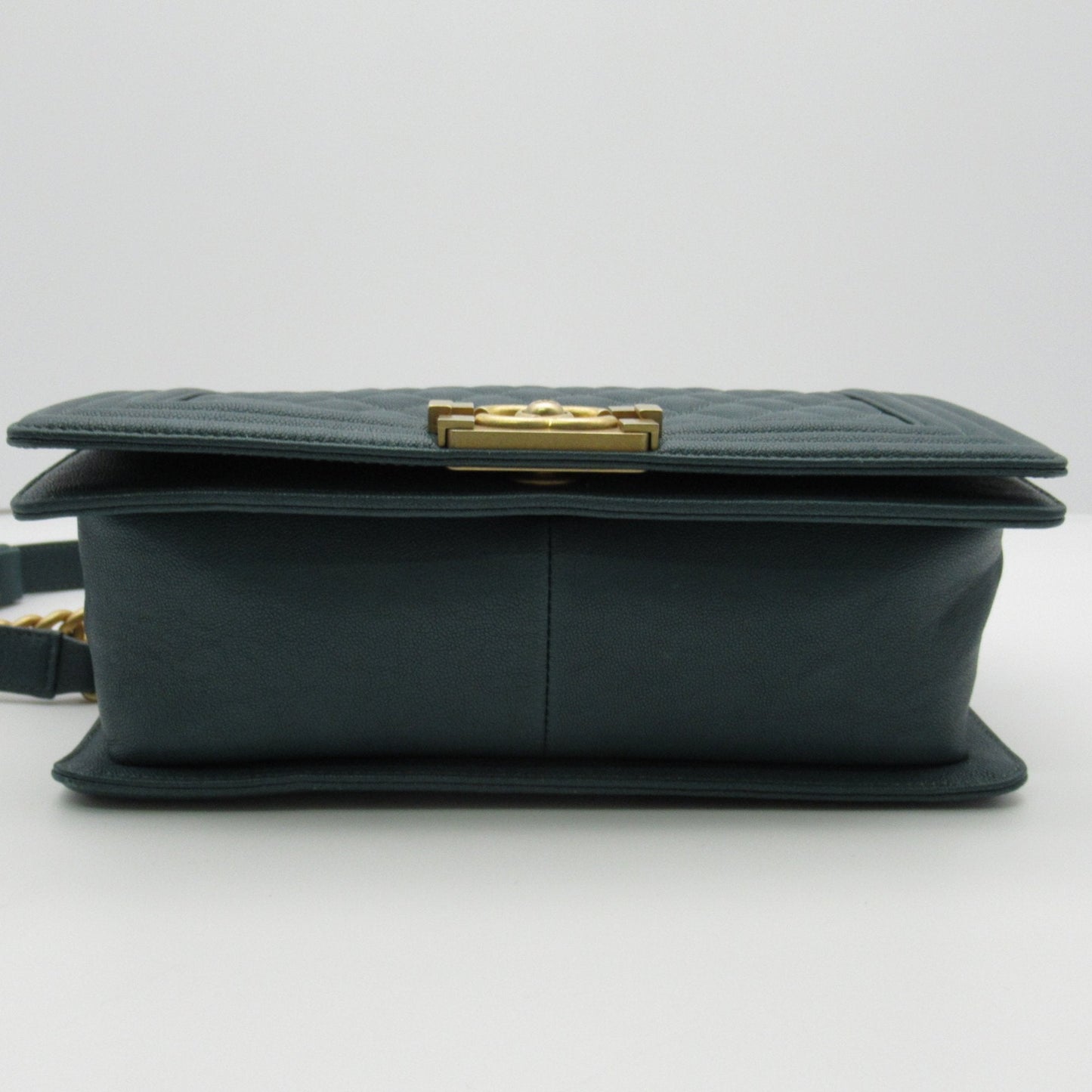 Chanel Boy Chanel ChainShoulder Bag Green Caviar Skin (Grained Calf)