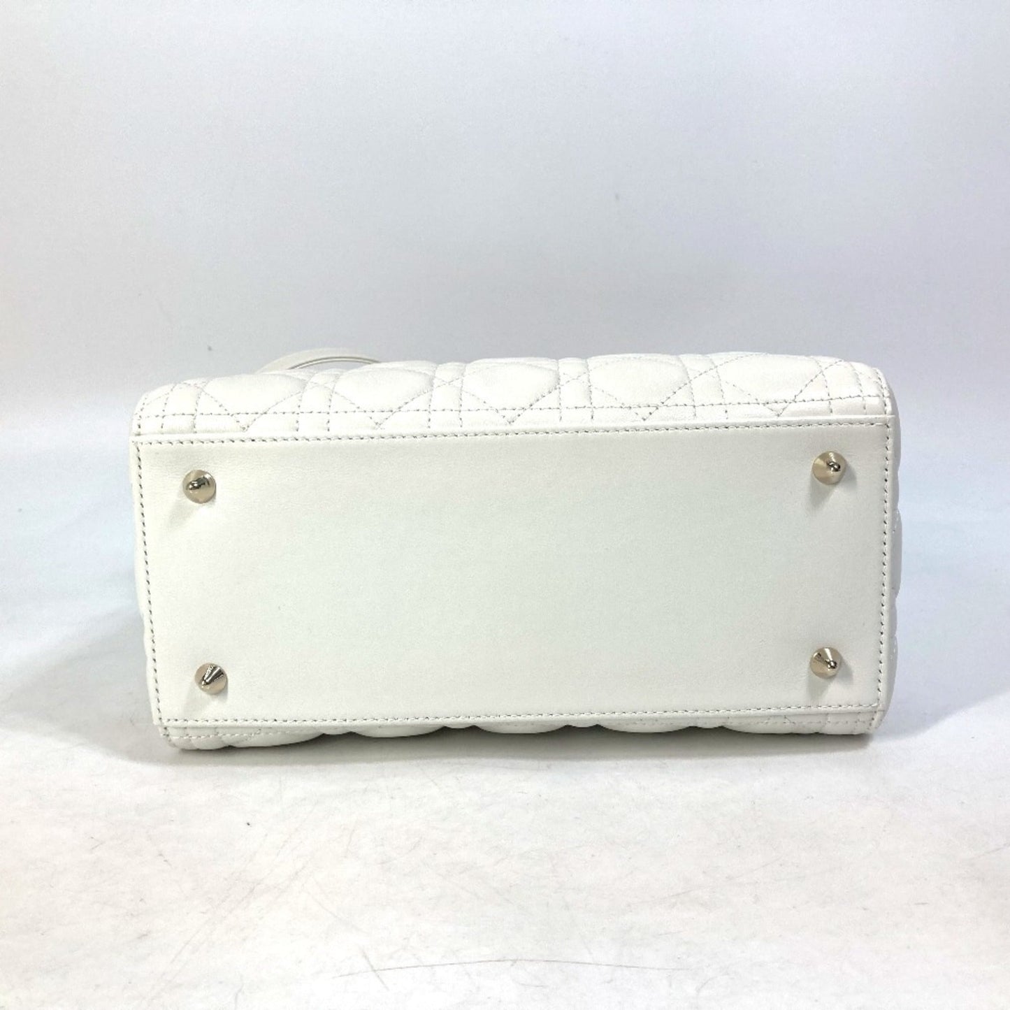 Christian Dior White Leather Handbag Shoulder Bag Leather