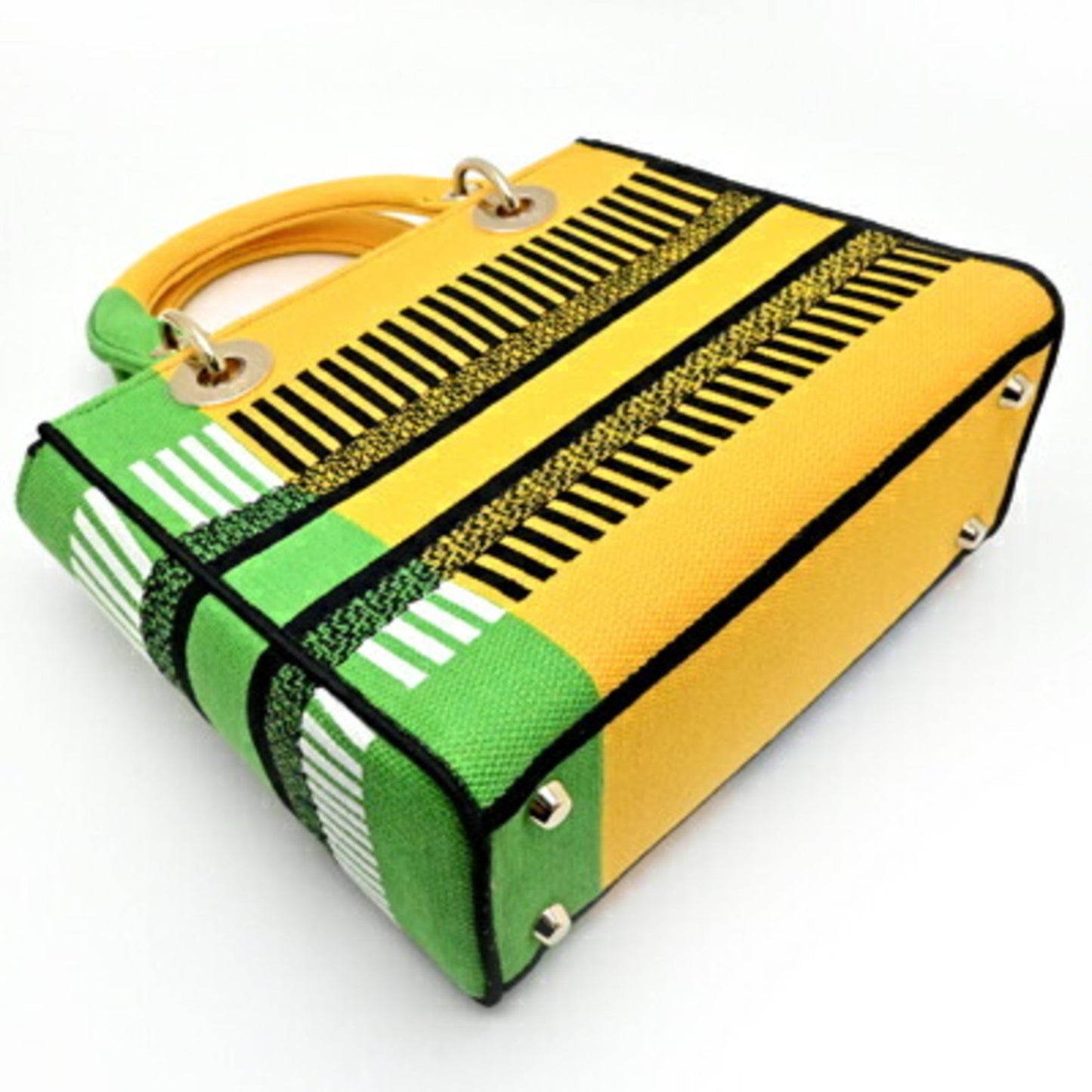 Christian Dior Multi-Color Yellow Canvas Handbag