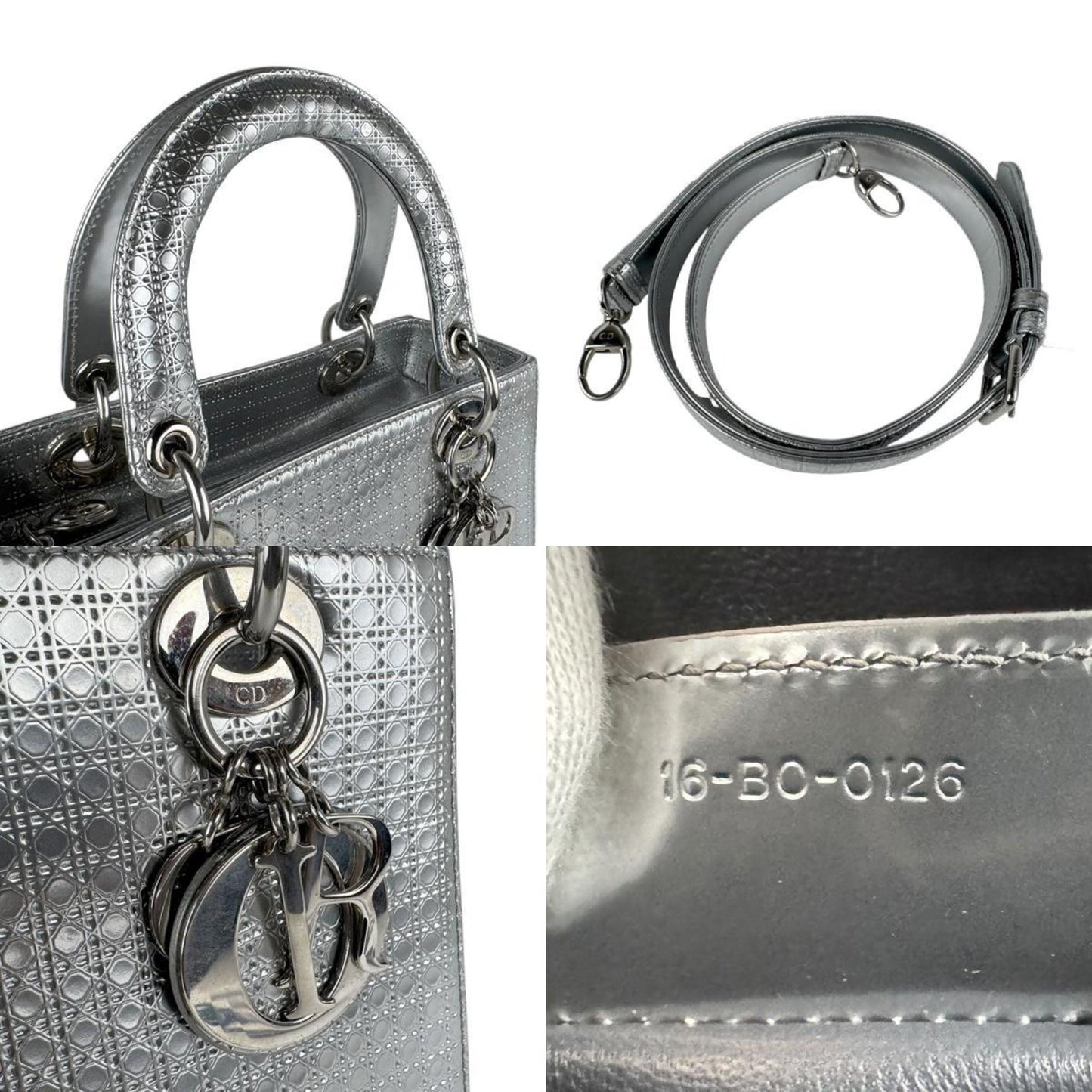 Christian Dior Silver Leather Handbag Shoulder Bag Style 2