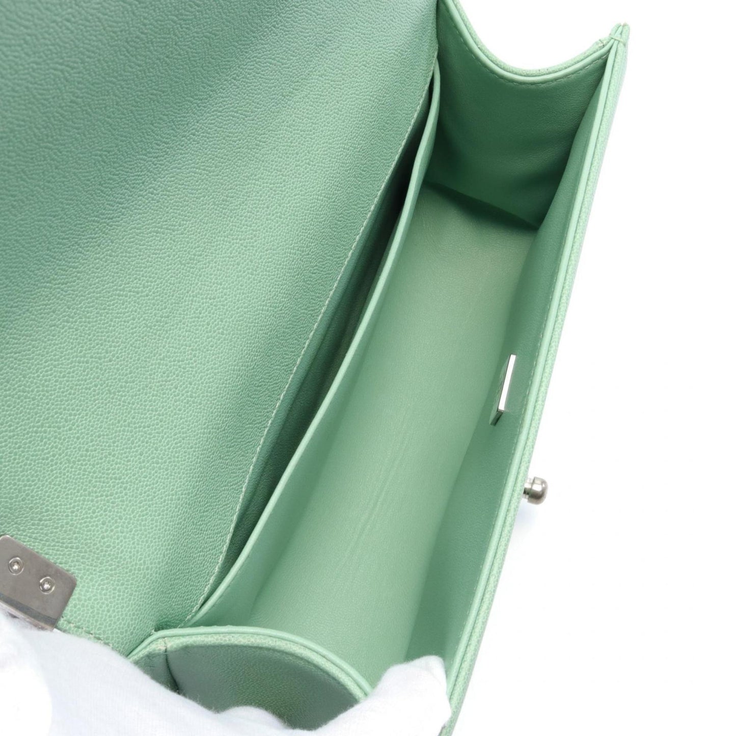 Chanel Boy Chanel Shoulder Bag Caviar Skin Women's Green
