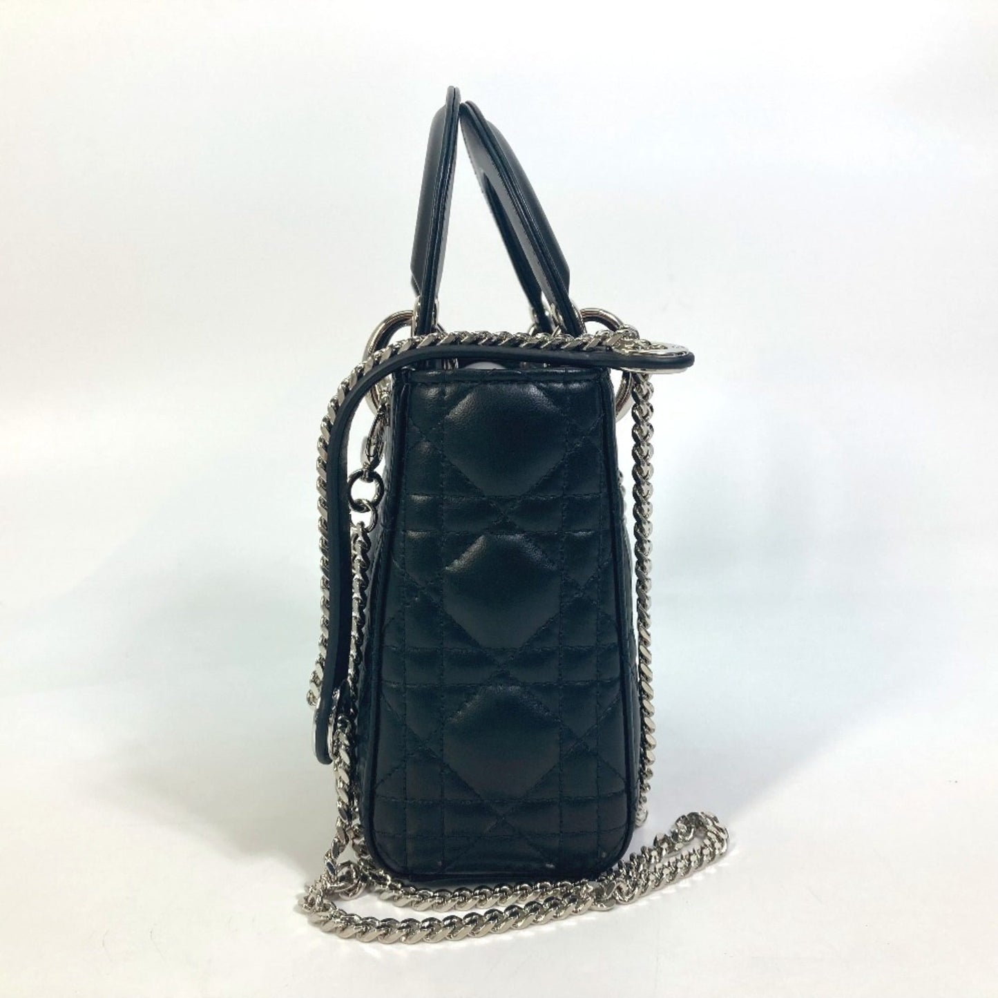 Christian Dior Lady Dior Black Leather Shoulder Bag Style 2