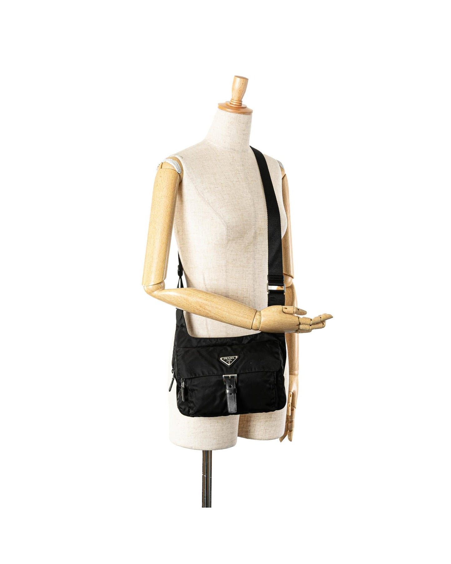 Tessuto Buckle Detail Nylon Crossbody Messenger Bag