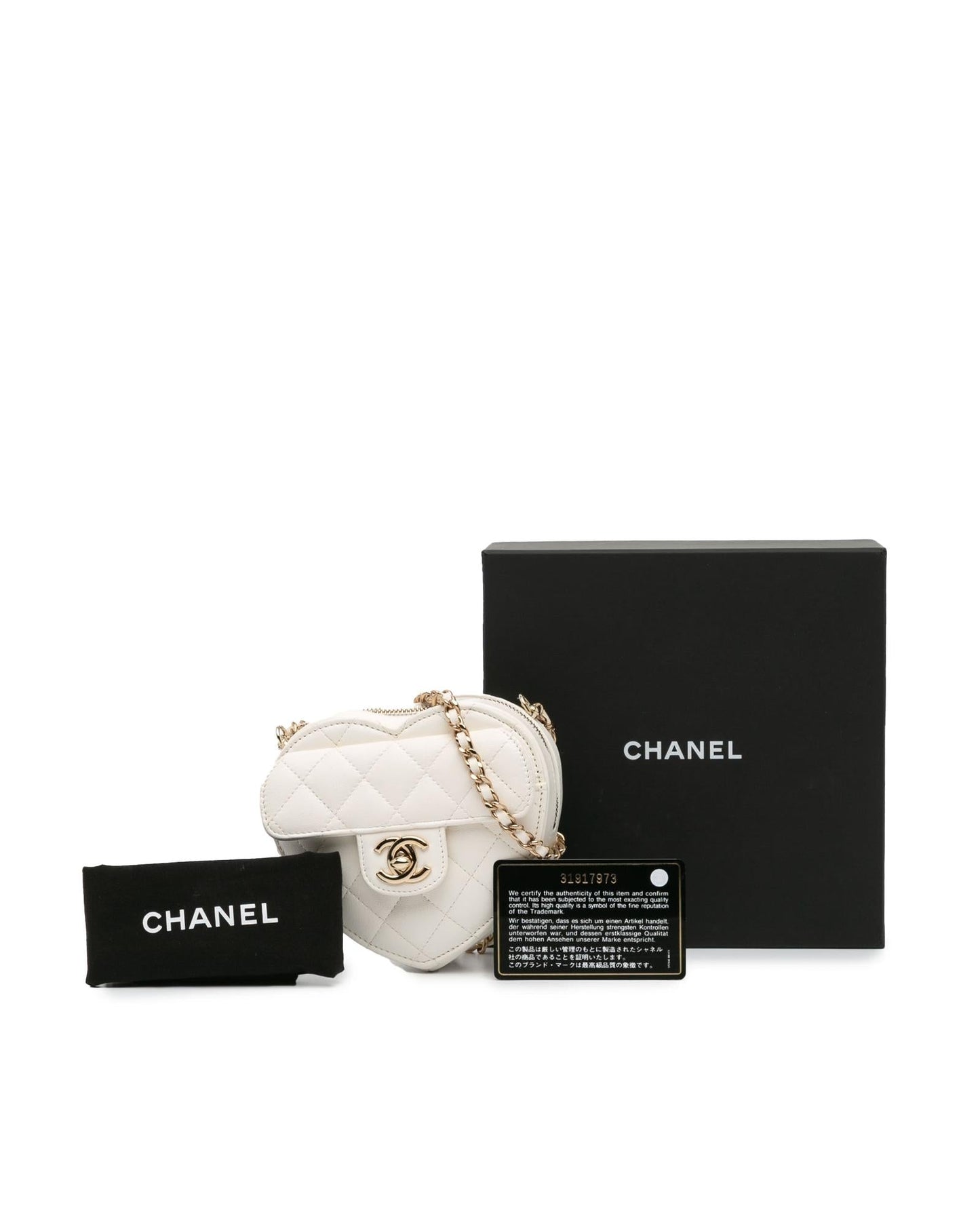 Mini Lambskin Quilted Heart Crossbody Bag with Chain Strap
