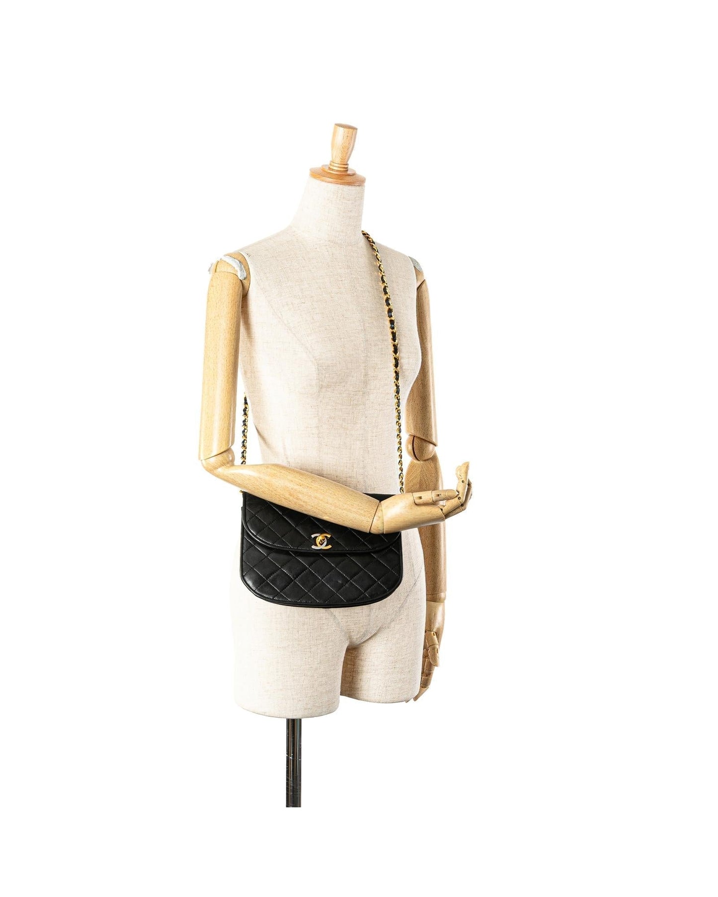 Quilted Lambskin Leather Crossbody Bag with Chain Strap and CC Front Flap