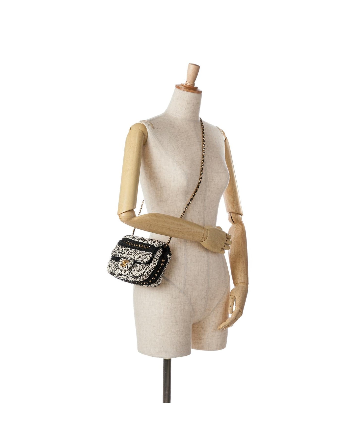 Raffia Braided Flap Crossbody Bag with Leather Woven Chain Strap